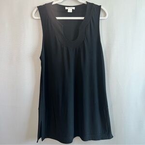 White House Black Market Matte Jersey Notch Neck Sleeveless Tunic Top -  Black L